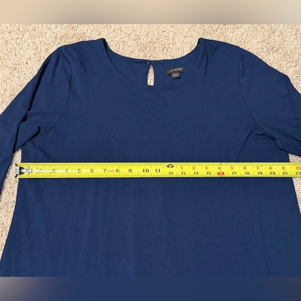 J. JILL Wearever Collection Women’s L Navy 3/4 Sleeve Dress 1 Center Pleat Back - Picture 4 of 6